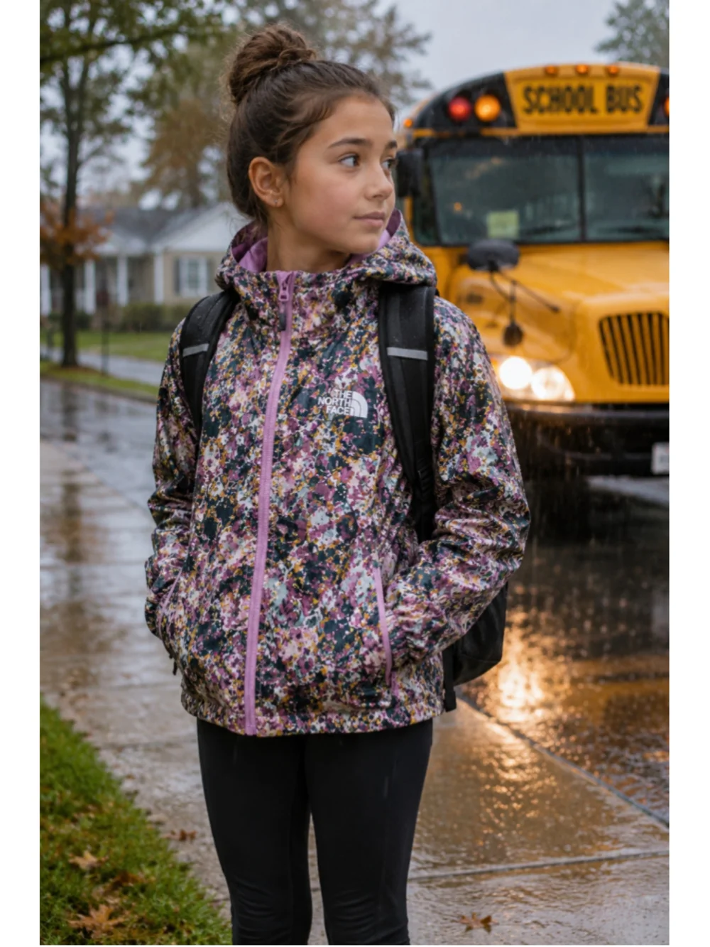 The North Face Girls XL 14/16 Lavender Floral Rain Jacket Hooded Waterproof 2024